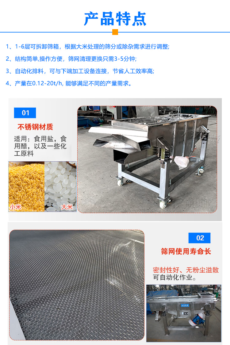 大米直線篩選機特點